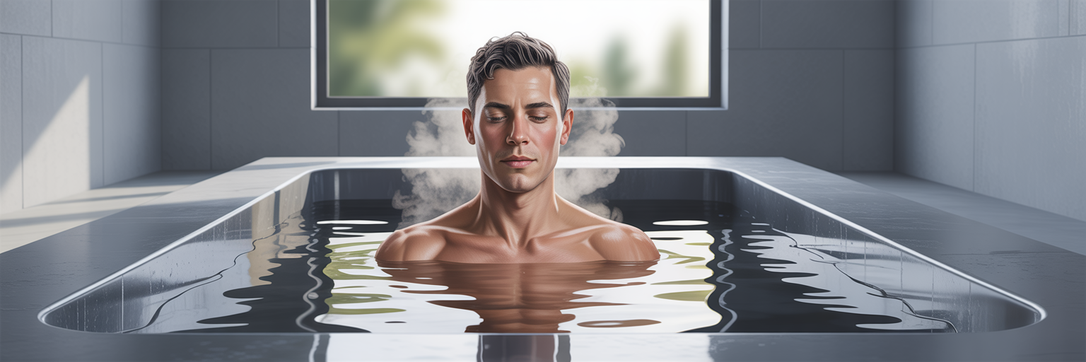 Person using a cold plunge tub.