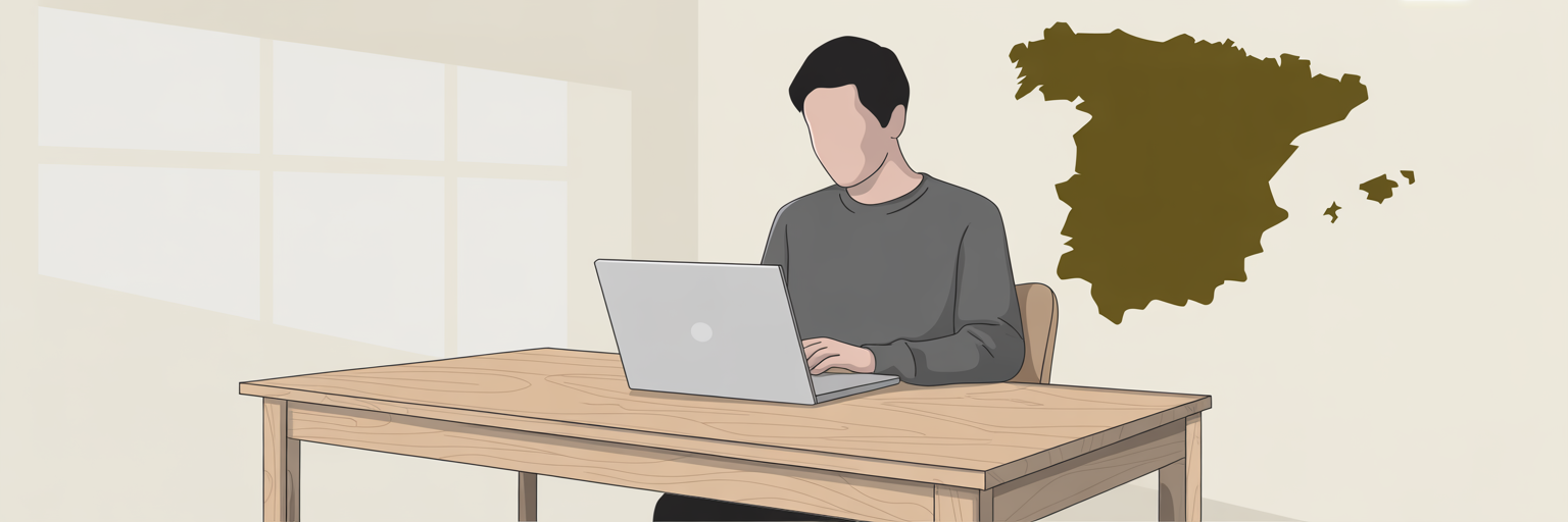 Persona consultando online el estado de su expediente de extranjería y nacionalidad en España.