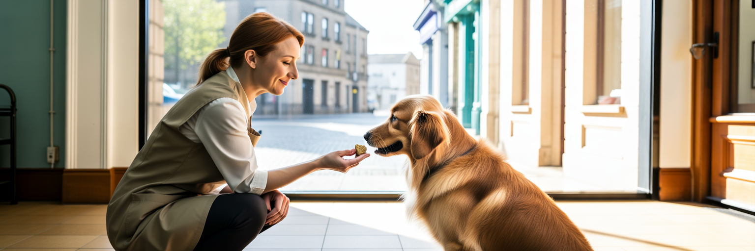 Dundee dog groomer welcoming a dog.