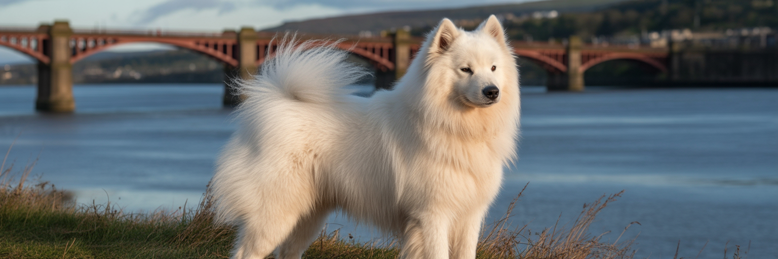 Samoyed dog with double coat in Dundee.