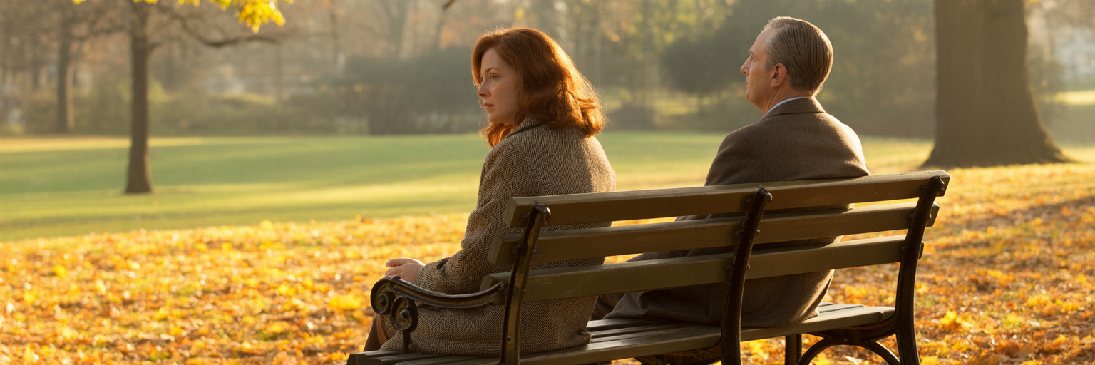 Two people sitting on park bench.