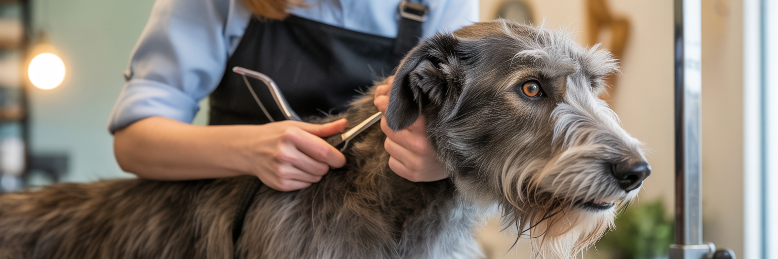 Professional grooming a rare breed dog.