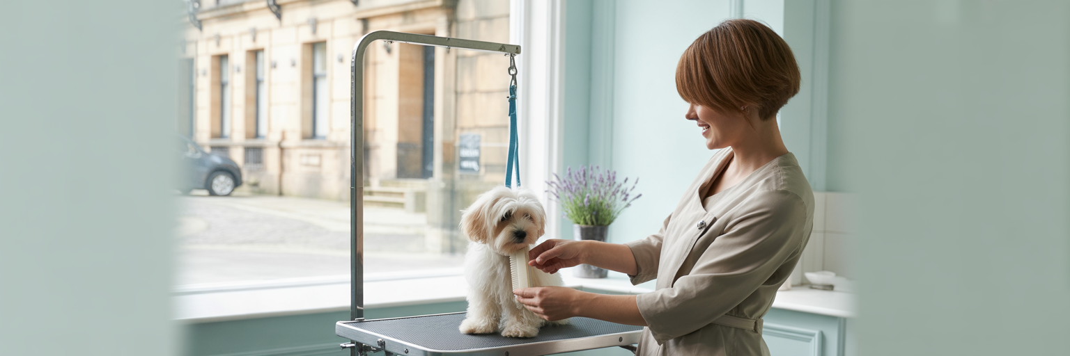 Puppy meeting a groomer in Dundee
