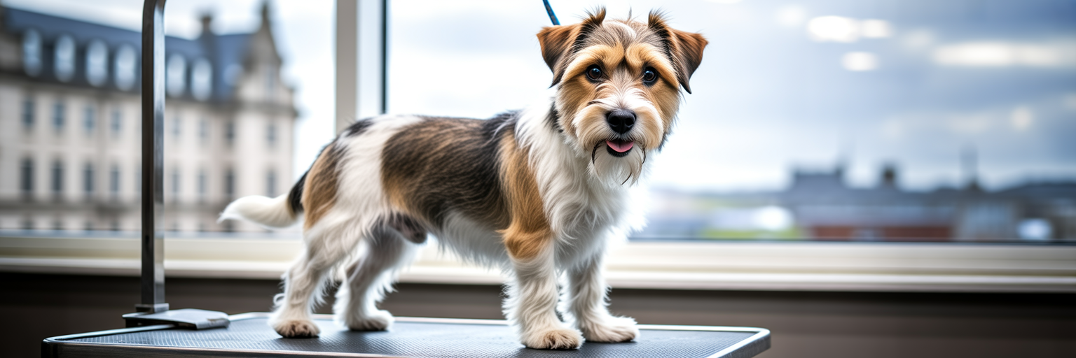 Terrier with hand-stripped coat in Dundee.