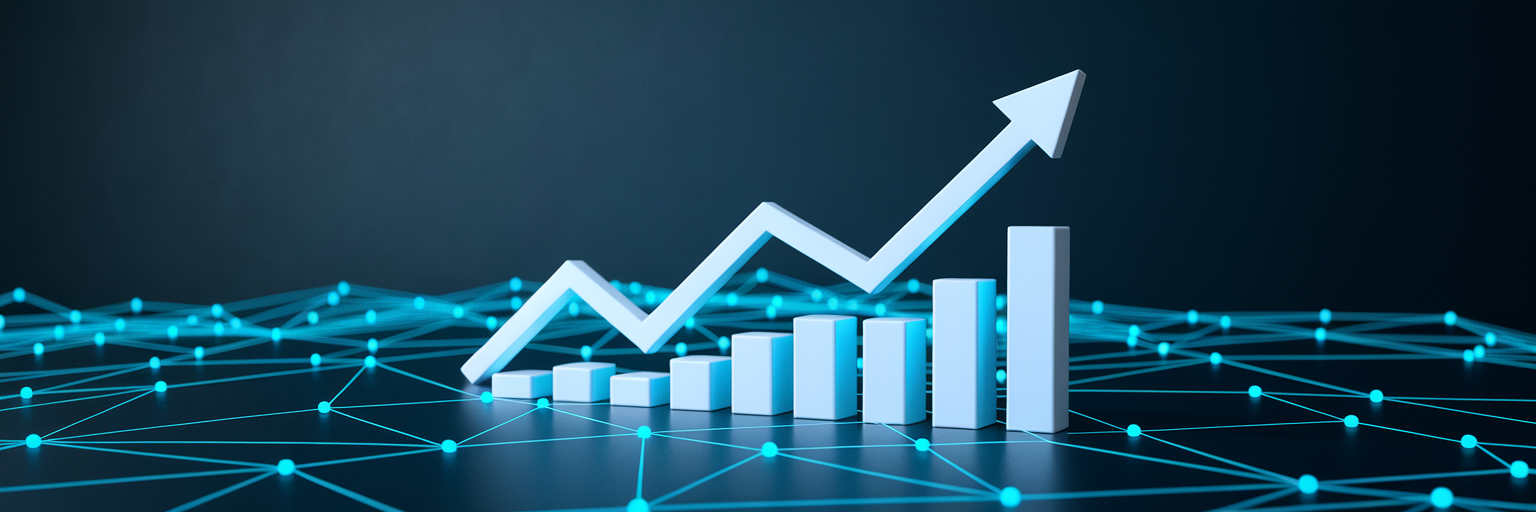 Upward trending graph symbolizing domain authority growth.