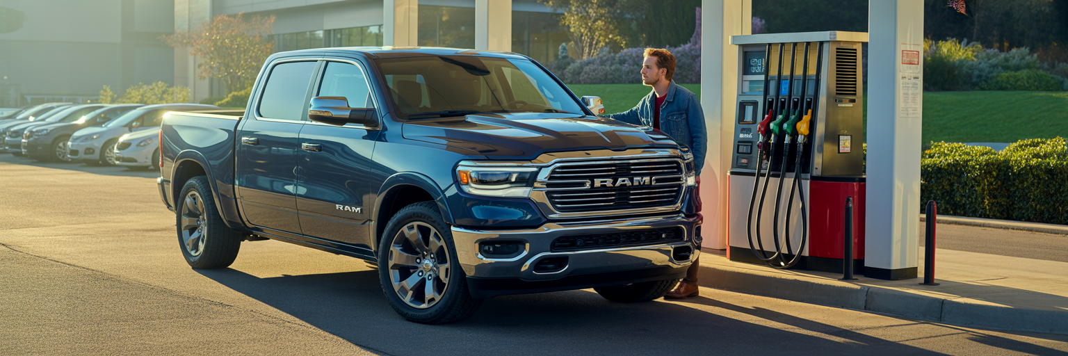 2026 Ram 1500 at a gas pump