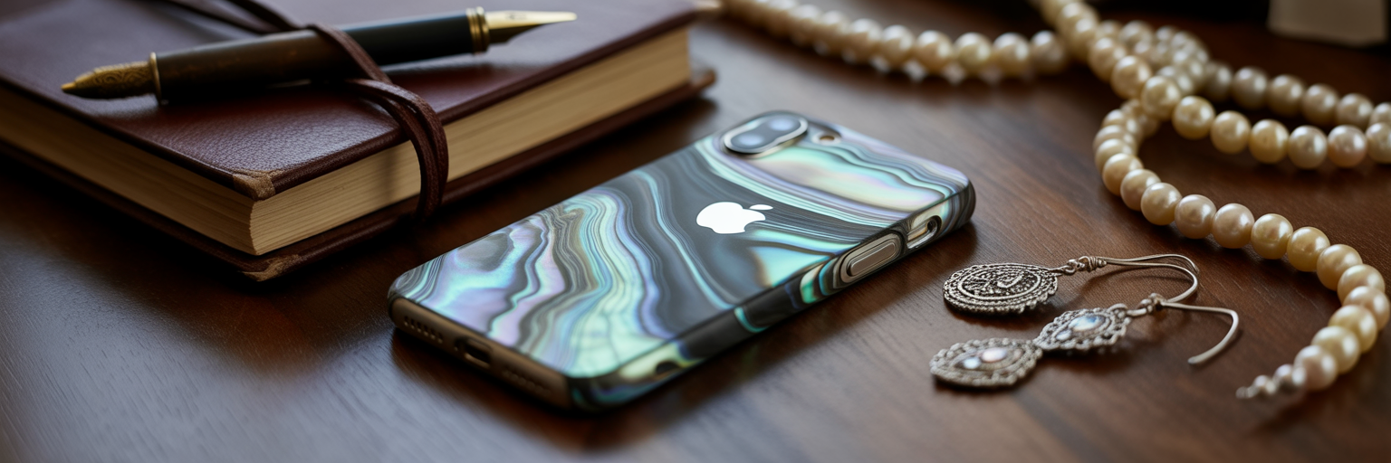 Abalone iPhone case styled for day and night.