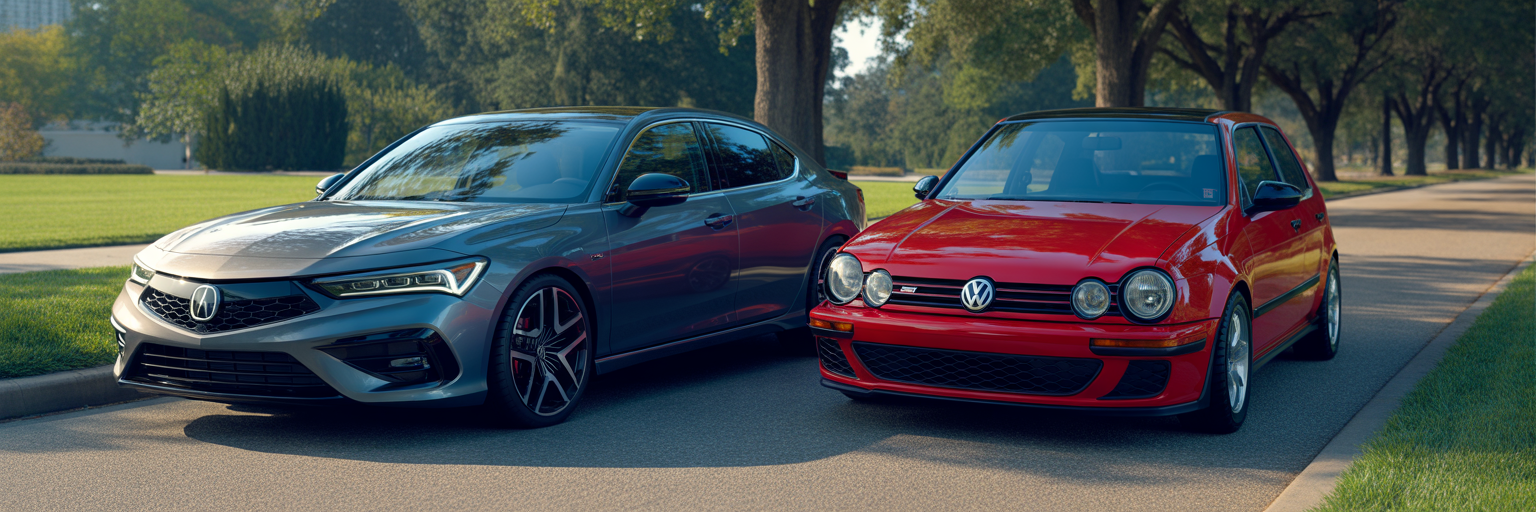 Acura Integra and Volkswagen Golf GTI comparison.