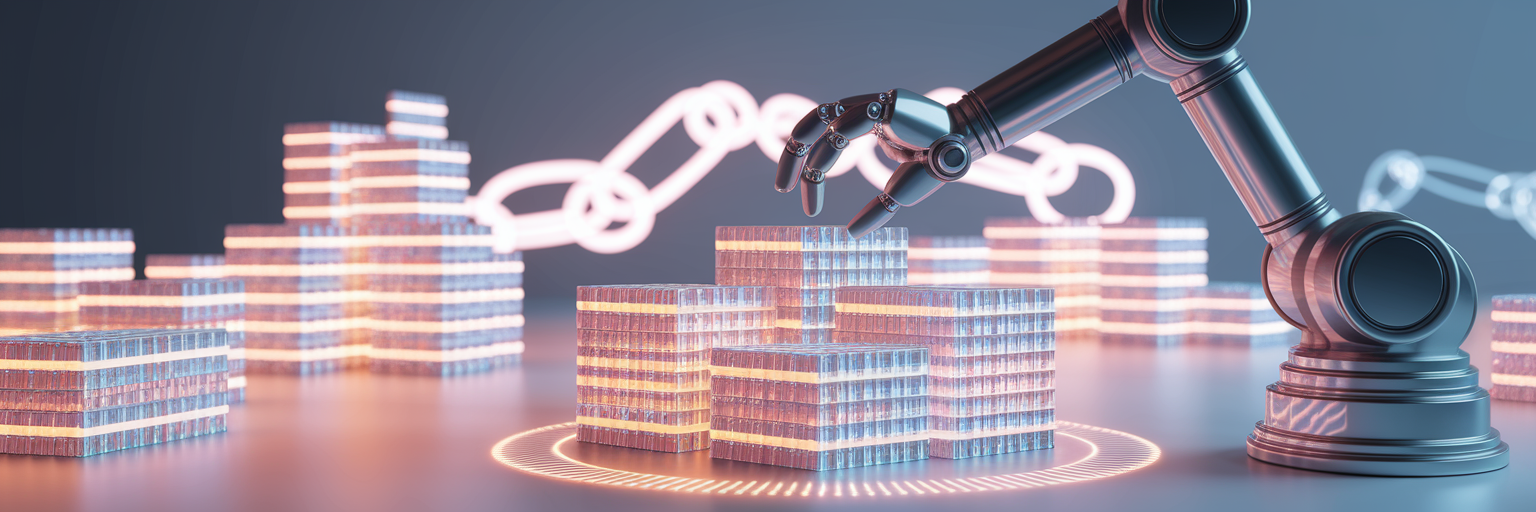 AI and blockchain organizing financial data