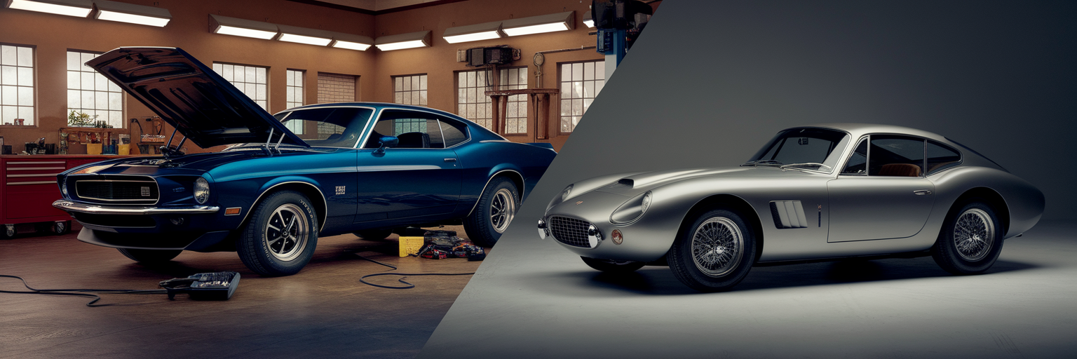 American muscle car vs European roadster.