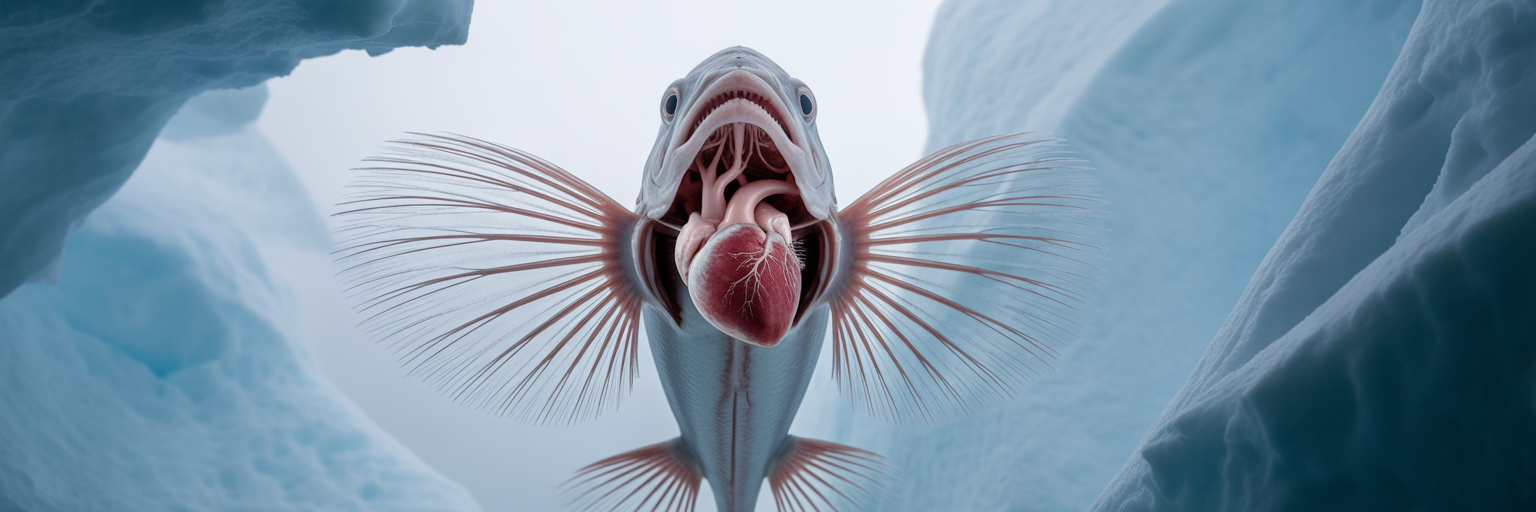 Anatomical view of icefish large heart.