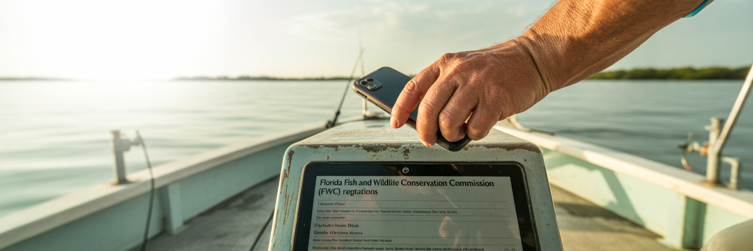 Angler checking FWC rules on phone