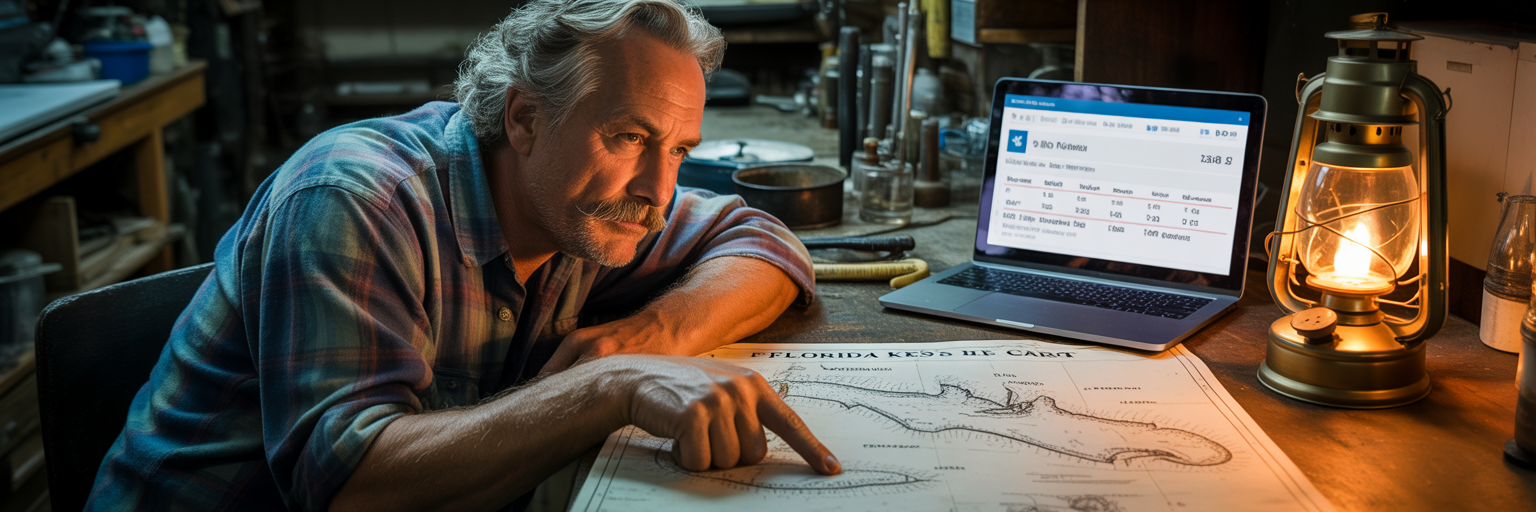 Angler planning trip with Florida tide chart