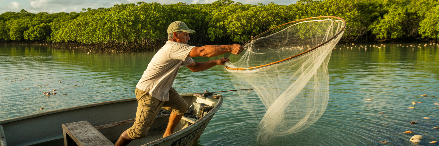 Angler throwing a cast net in Florida