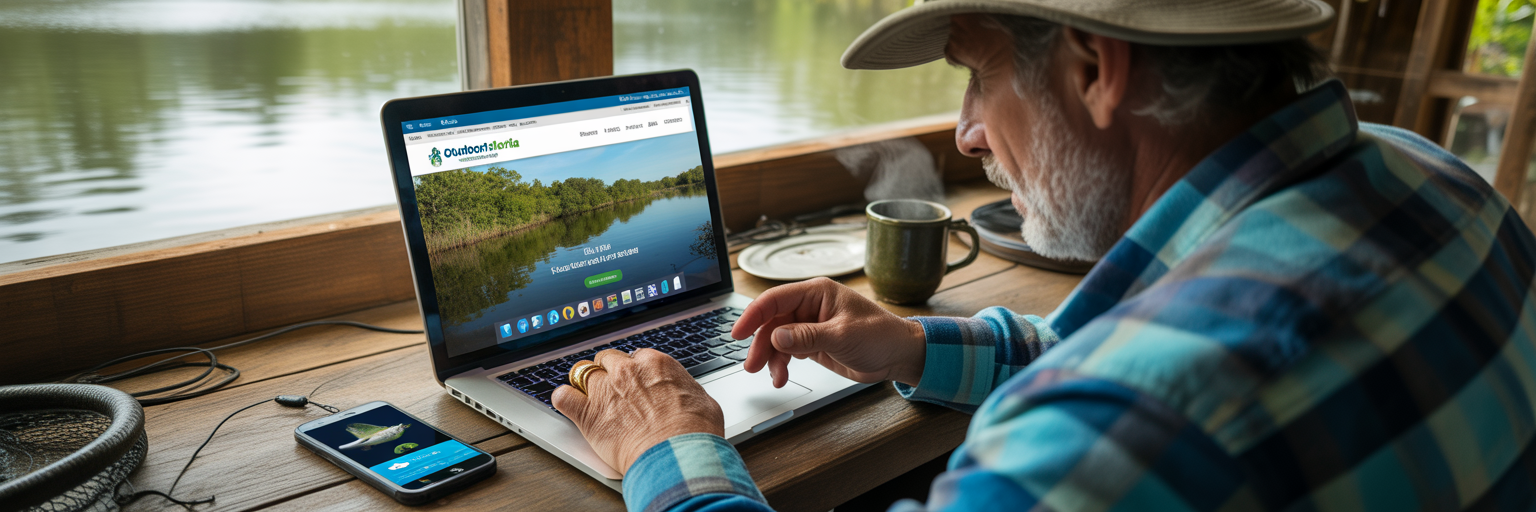 Angler using GoOutdoorsFlorida website and app