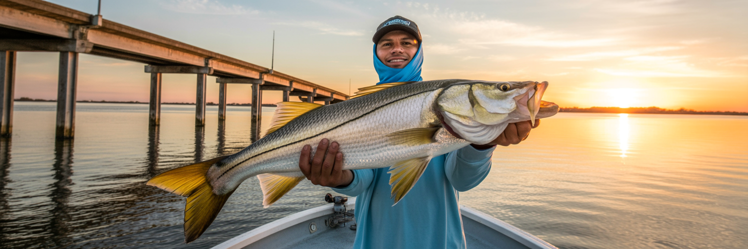 Angler with a large snook in Tampa Bay.