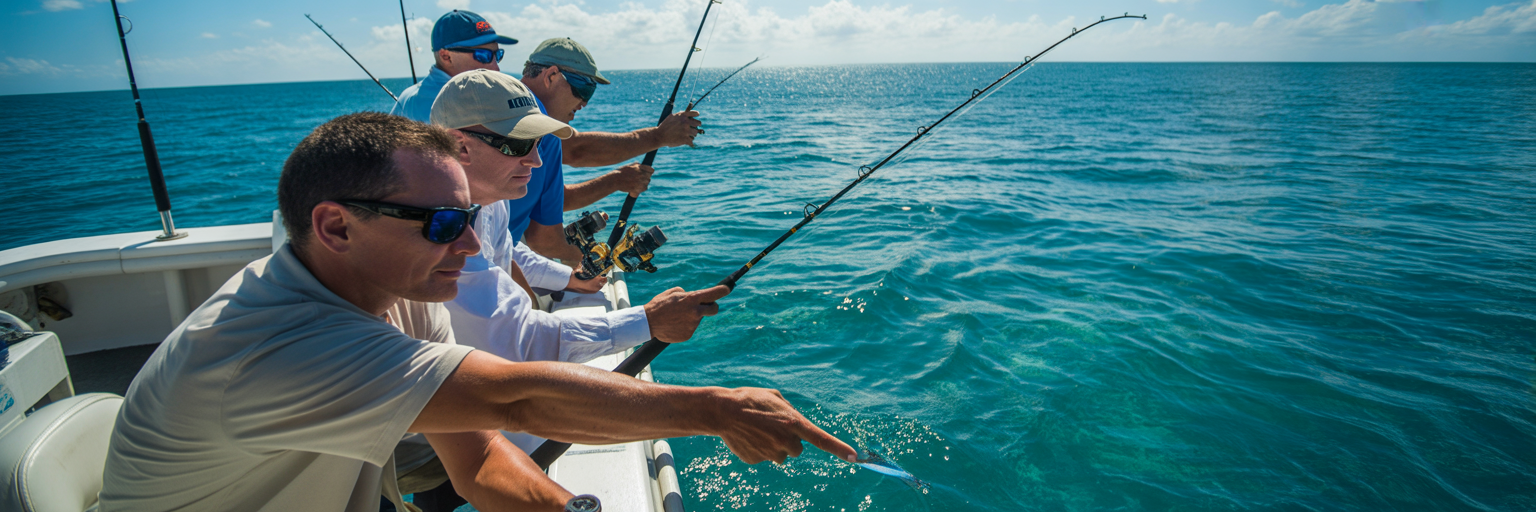 Anglers fishing on a Florida charter boat.
