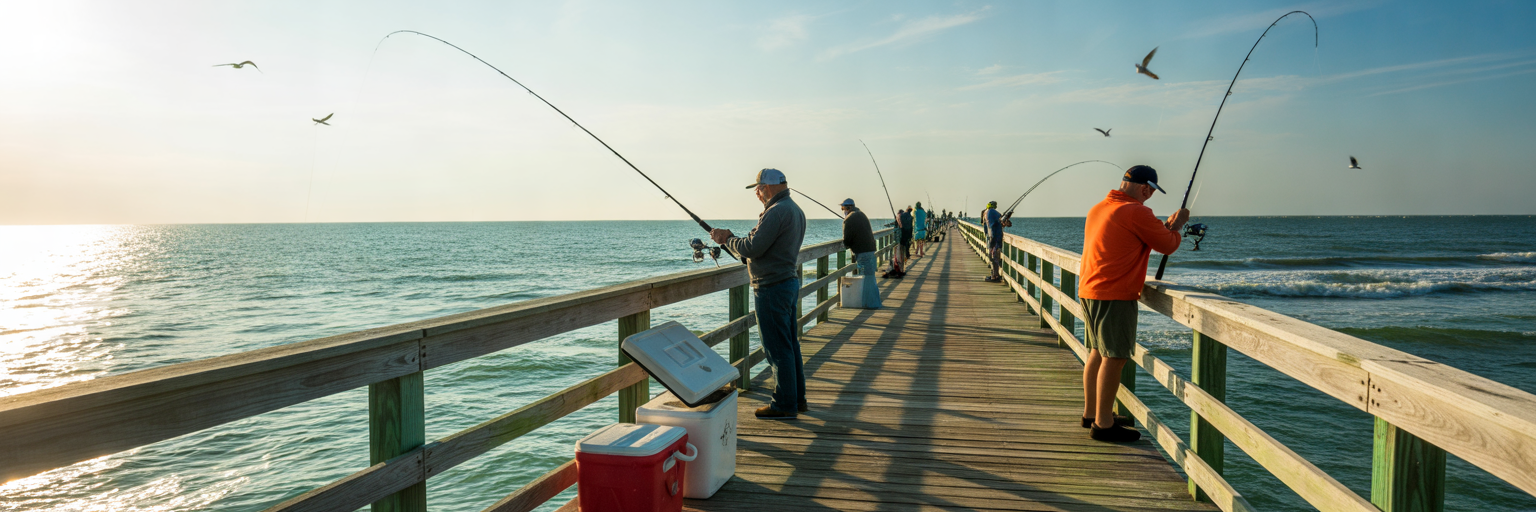 Anglers fishing on Okaloosa Island Pier