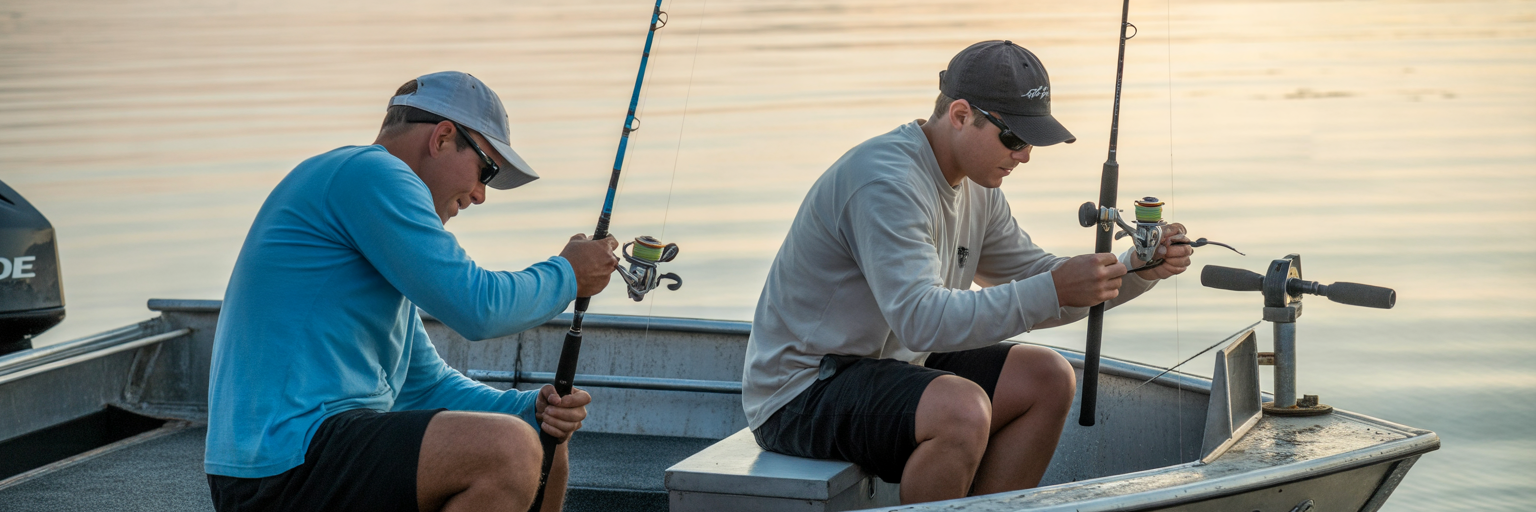 Anglers prepping boat at ramp