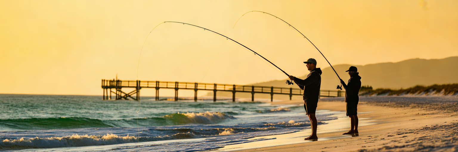 Anglers surf fishing Destin emerald beach