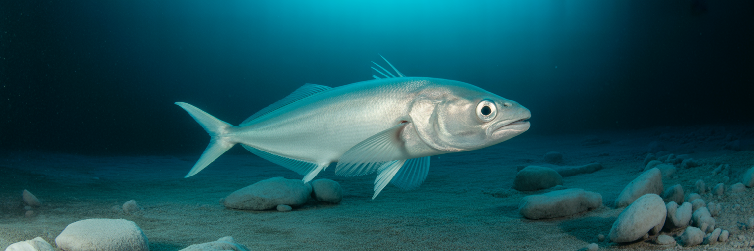 Antarctic icefish in its natural ocean habitat.