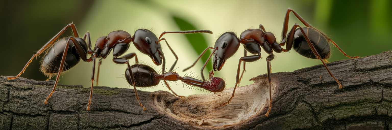 Ants tending to an injured nestmate's leg.