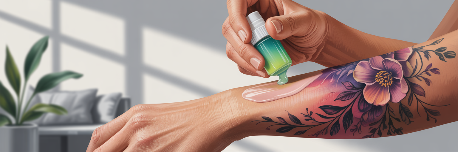 Applying aftercare balm to new tattoo.