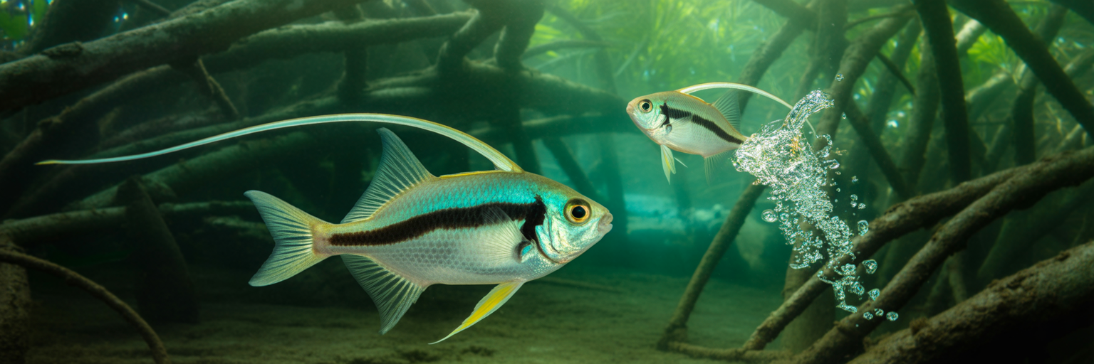 Archerfish leaping from the water.