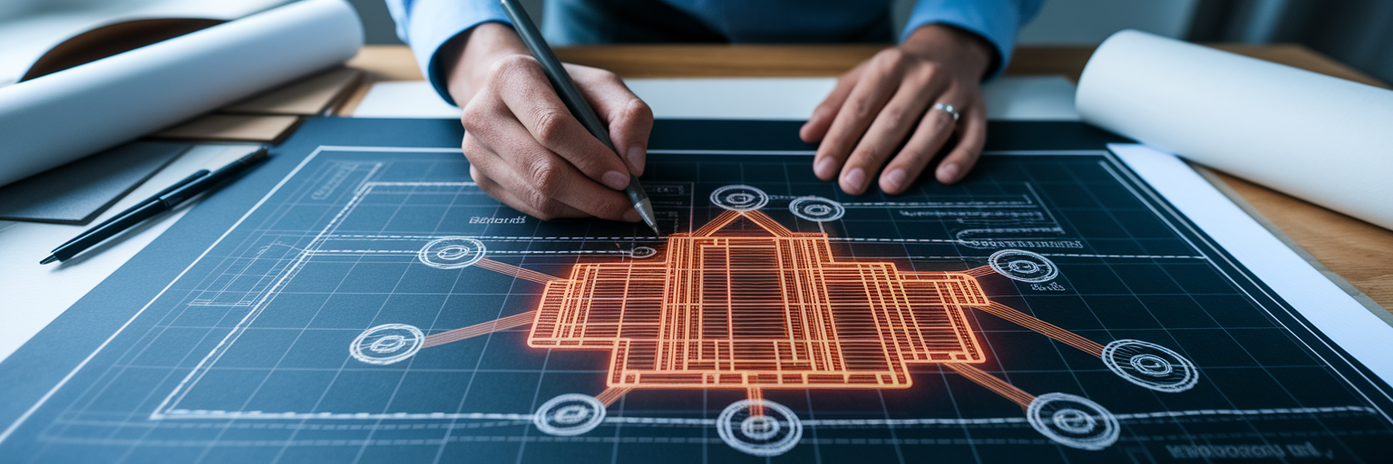 Architect designing a digital network