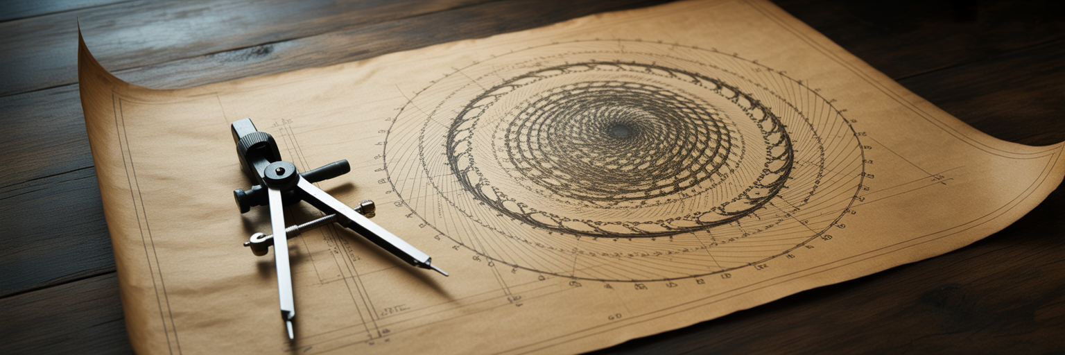 Architectural blueprint of a swirling spiral pattern