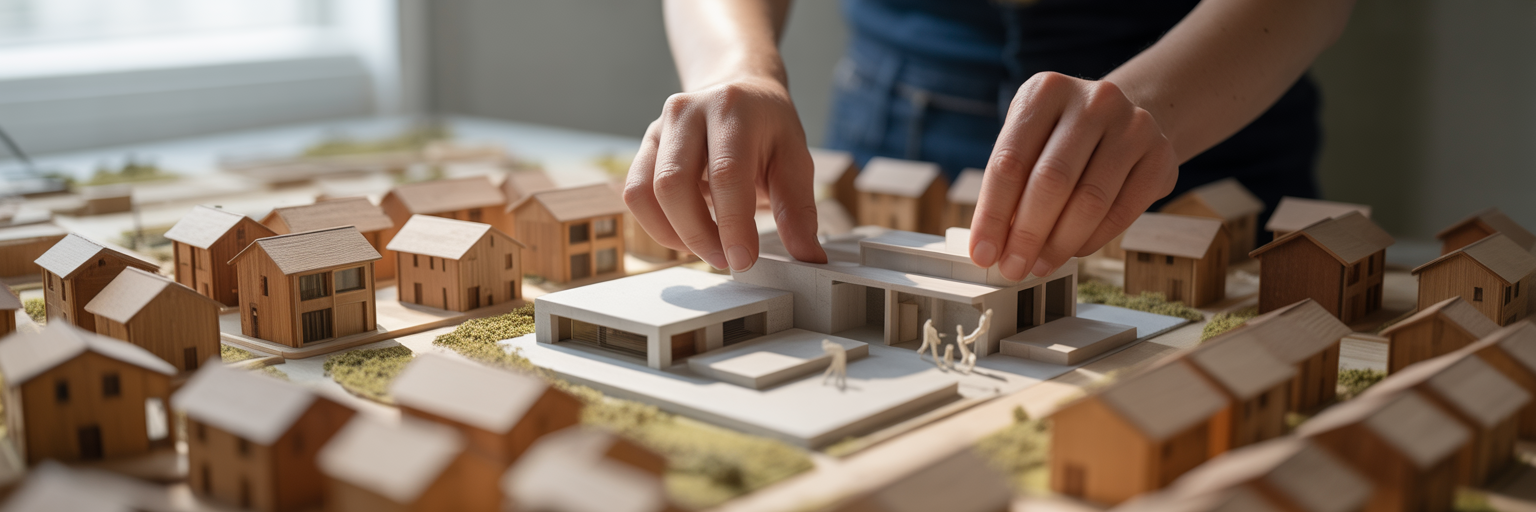 Architectural model of a mixed suburban ecosystem.
