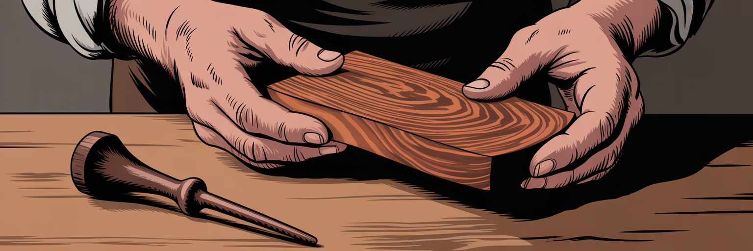 Artesano evaluando una pieza de madera única.