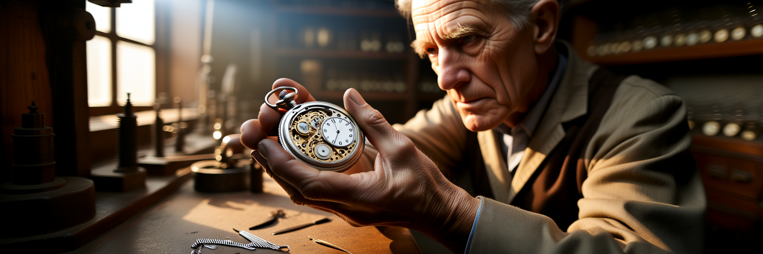 Artisan examining intricate watch gears.