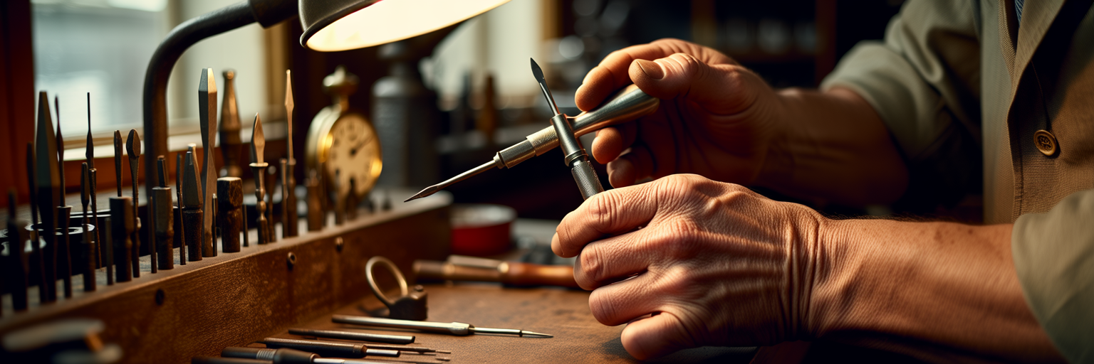 Artisan hands selecting a precision tool.