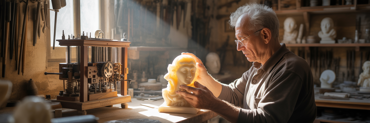 Artisan integrating spiritual and mechanical parts.