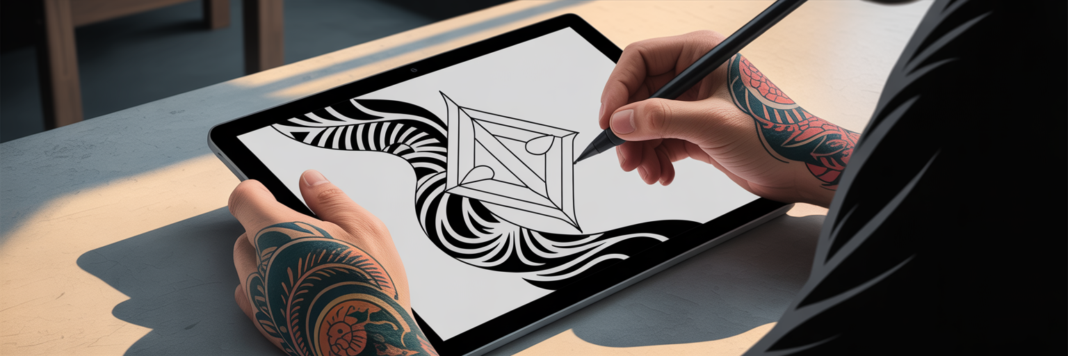 Artist sketching a custom cultural tattoo