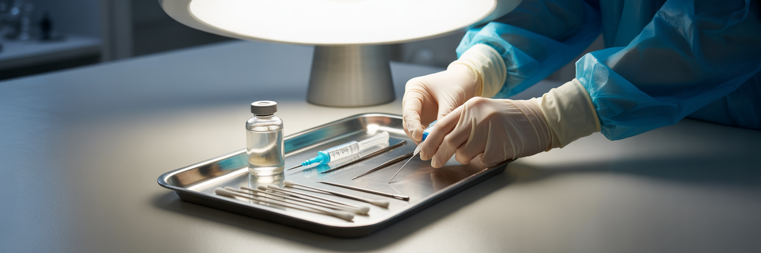 Aseptic technique for handling medical vials.