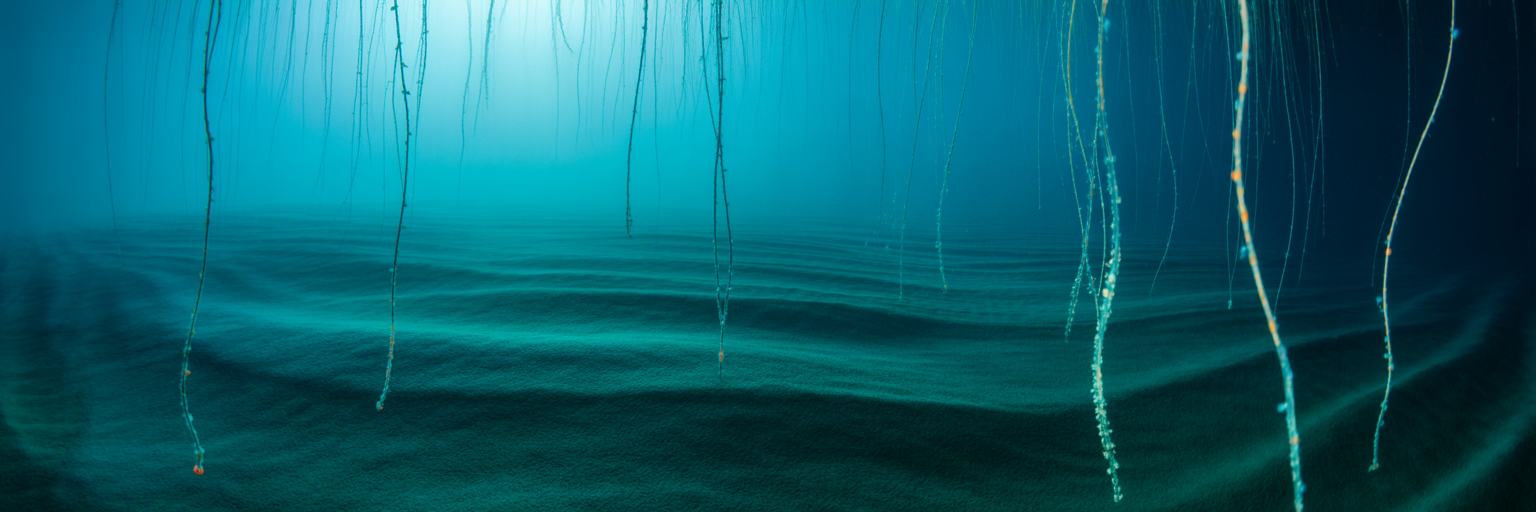 Bacteria following magnetic field lines underwater.