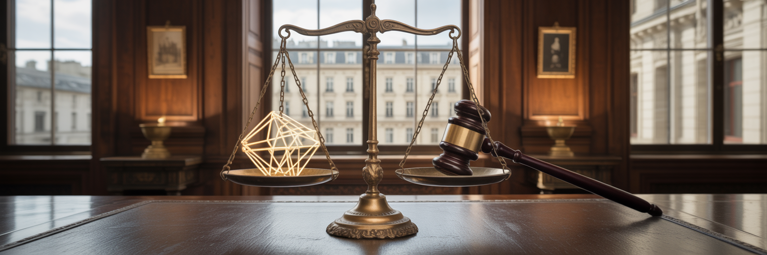 Balance symbolisant les données et l'éthique de l'IA.