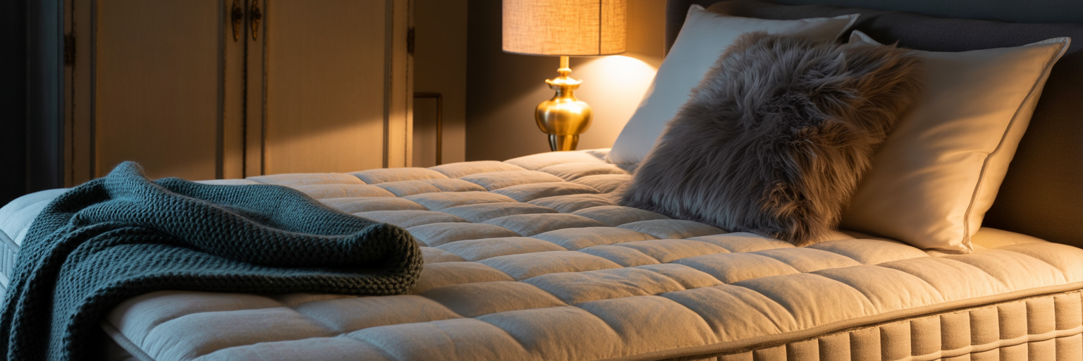 Bedroom prepared for restful sleep.