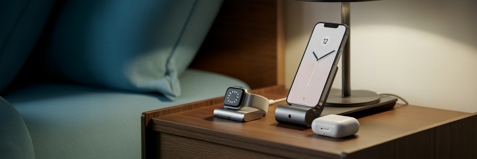 Bedside MagSafe charging station setup