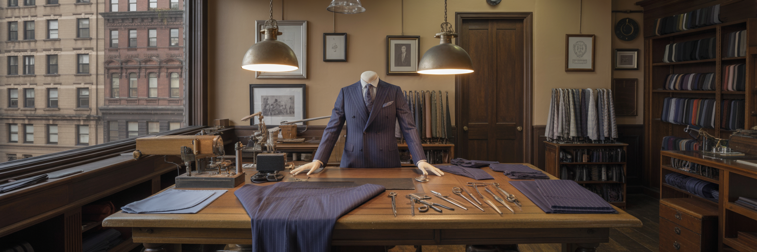 Bespoke tailor's workshop with tools