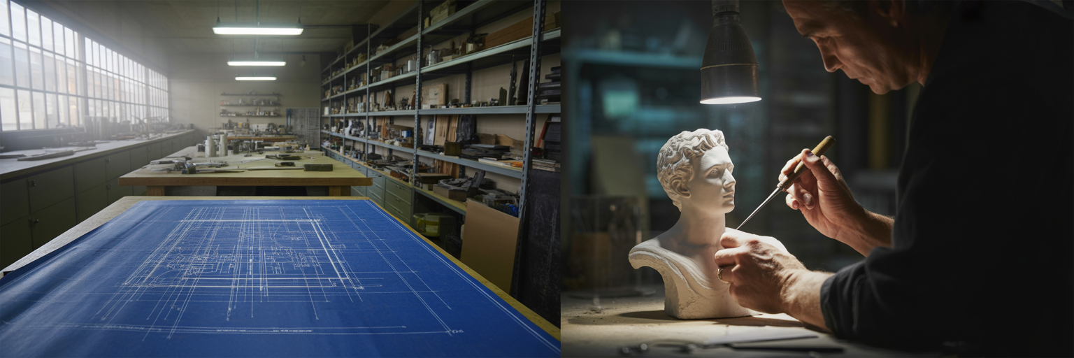 Blueprint versus precision sculpting tool.