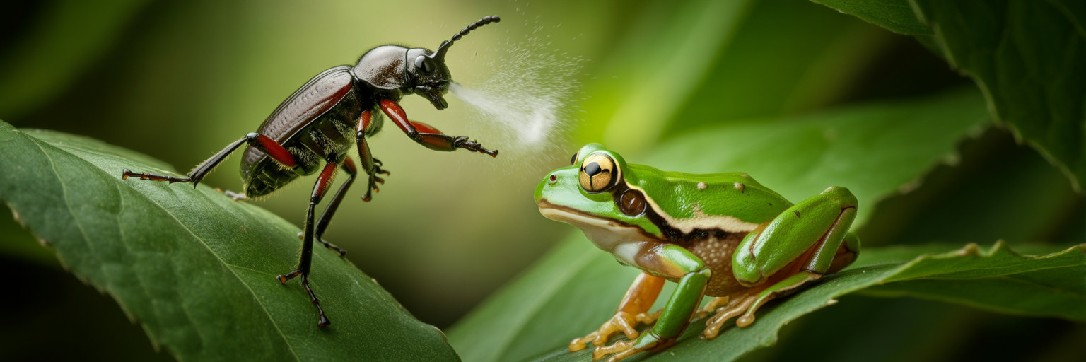 Bombardier beetle chemical defense spray.