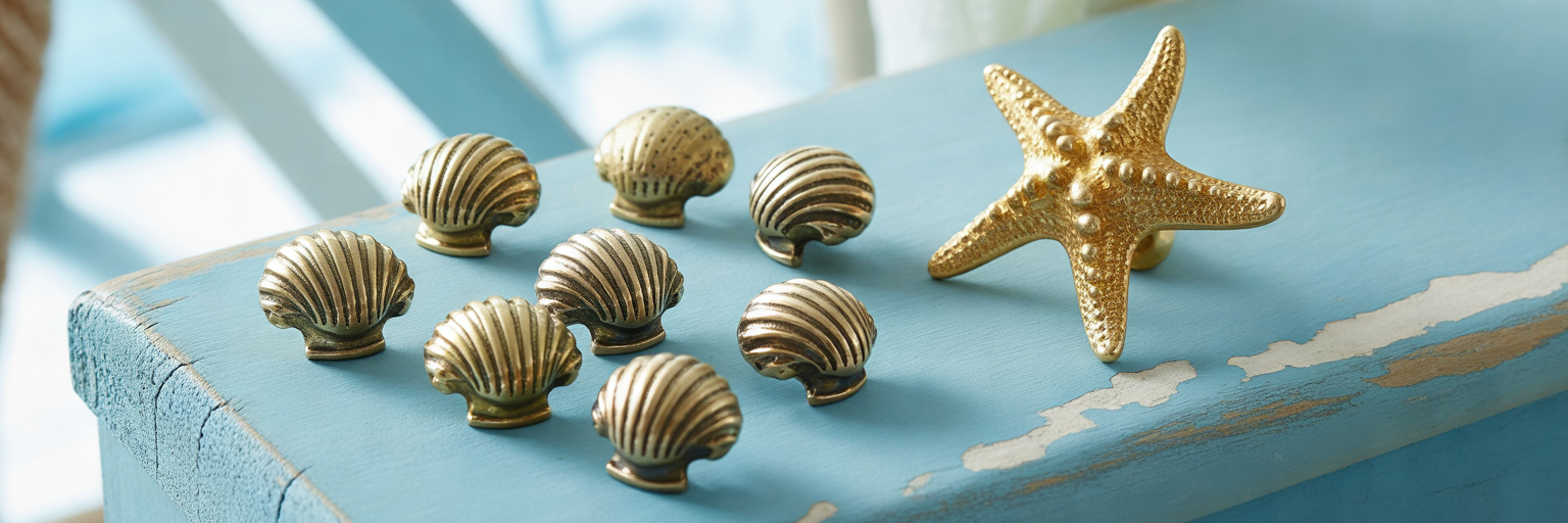 Brass shell and nautical drawer pulls