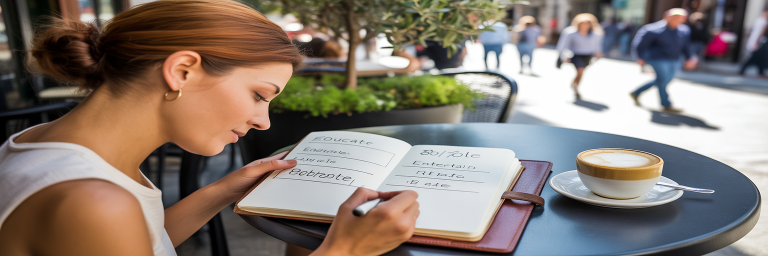 Business owner planning social media content calendar
