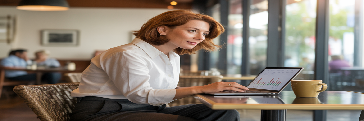 Business owner reviewing social media analytics