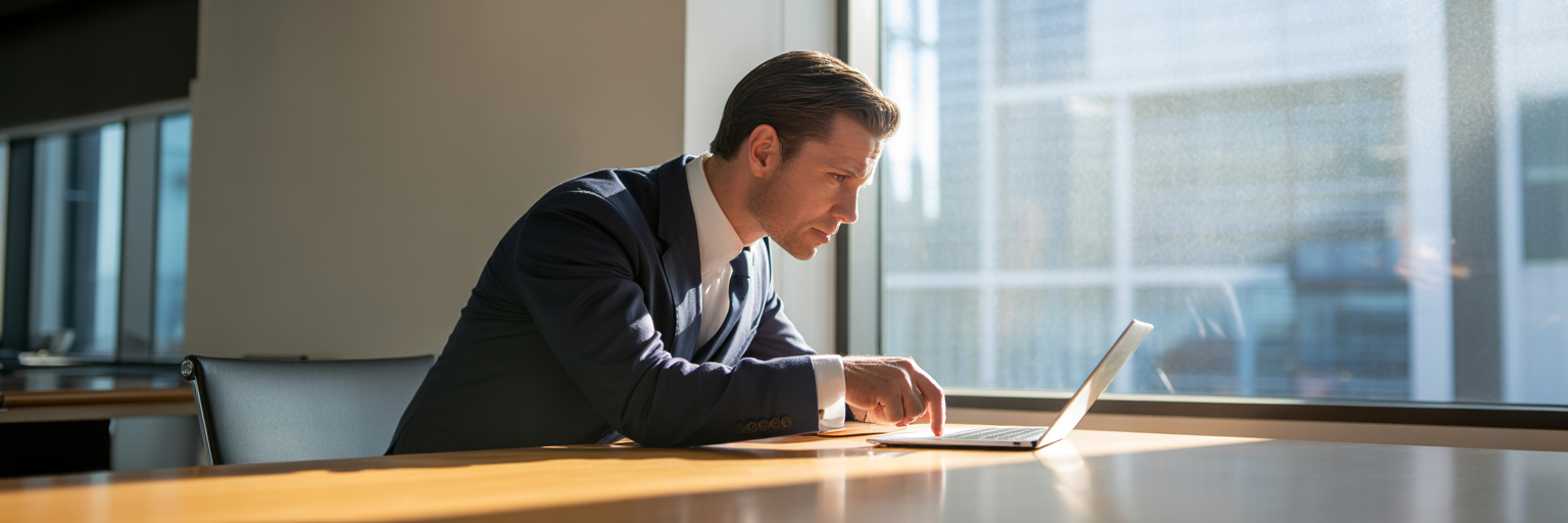 Business professional reviewing cloud security settings.