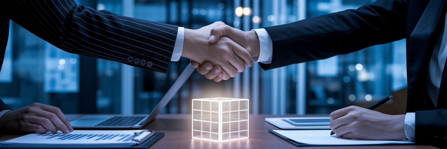 Business professionals building trust with data.