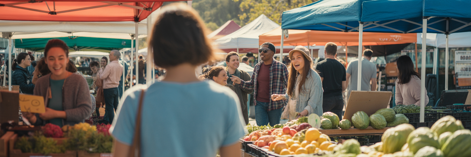 Bustling community scene at Oakland farmers market